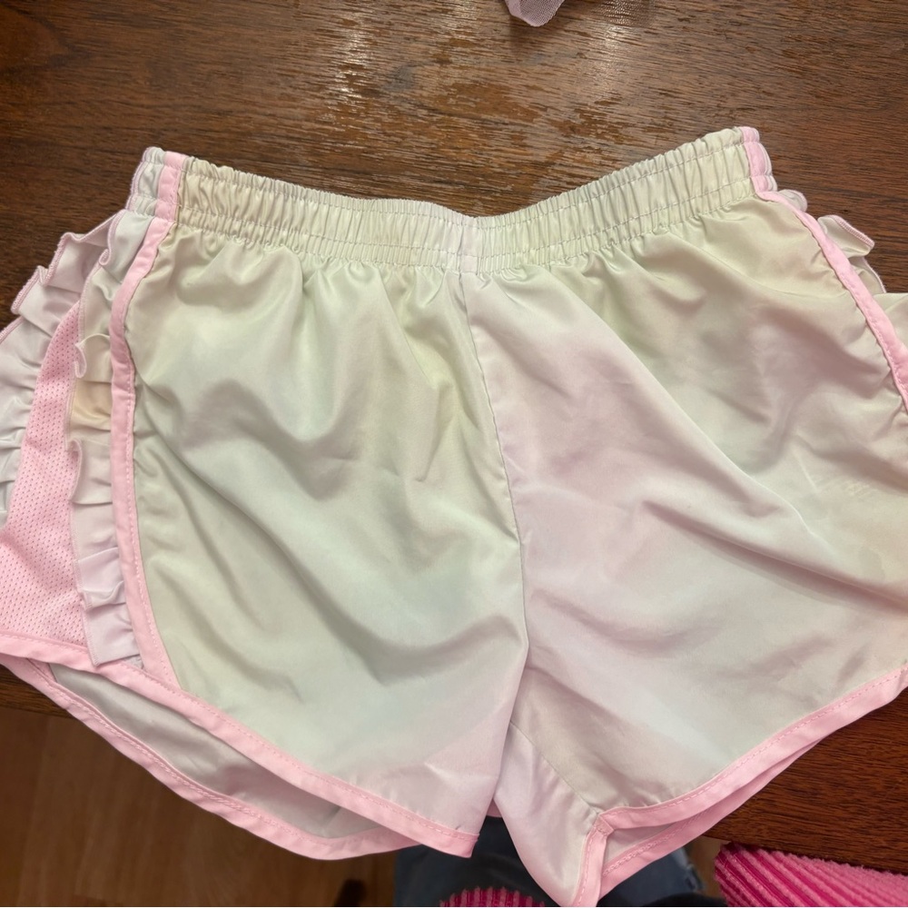 Girls Pink and green Nike Ruffle Shorts